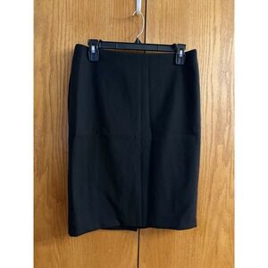 Max Mara Black Straight Pencil Skirt Knee Length Minimalism Virgin Wool Size 10